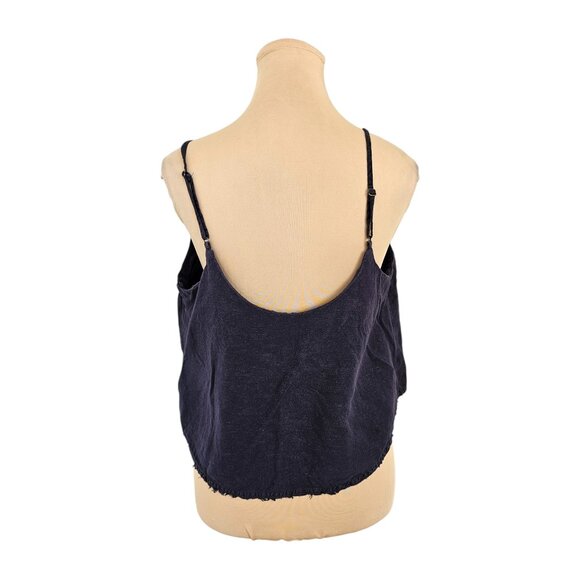 Young Fabulous & Broke Navy Blue Cropped Linen Tank Sz M - Picture 3 of 7